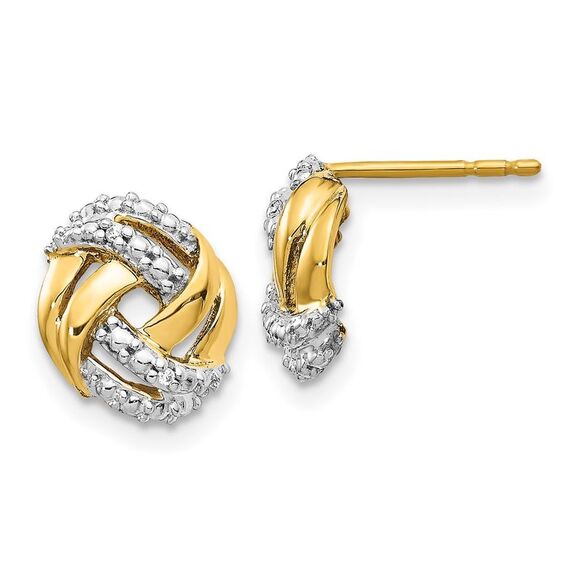 14k Yellow Gold Diamond w/Rhodium Accents Round Post Earrings,All Products : American Fashion Style Bags On Sale